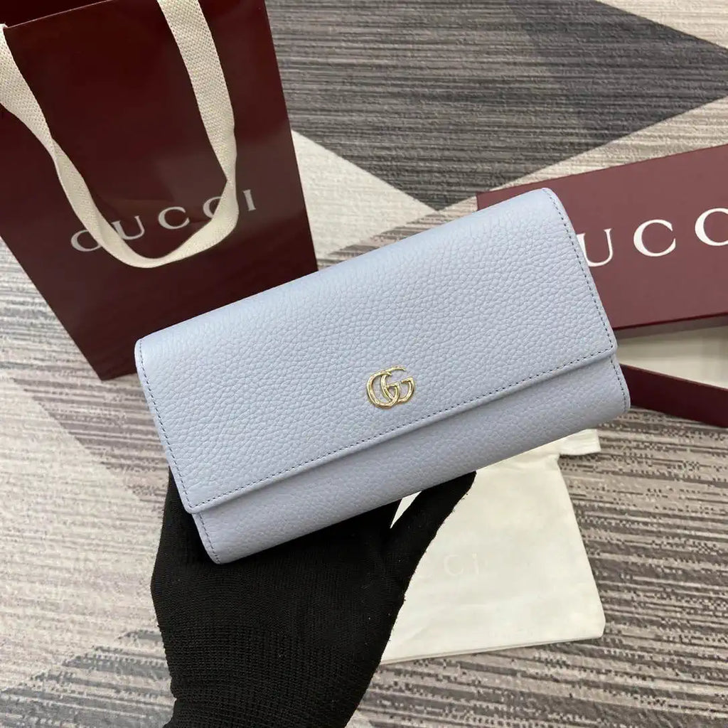 Gucci 456116 Bi-color GG Marmont continental wallet Blue and red leather