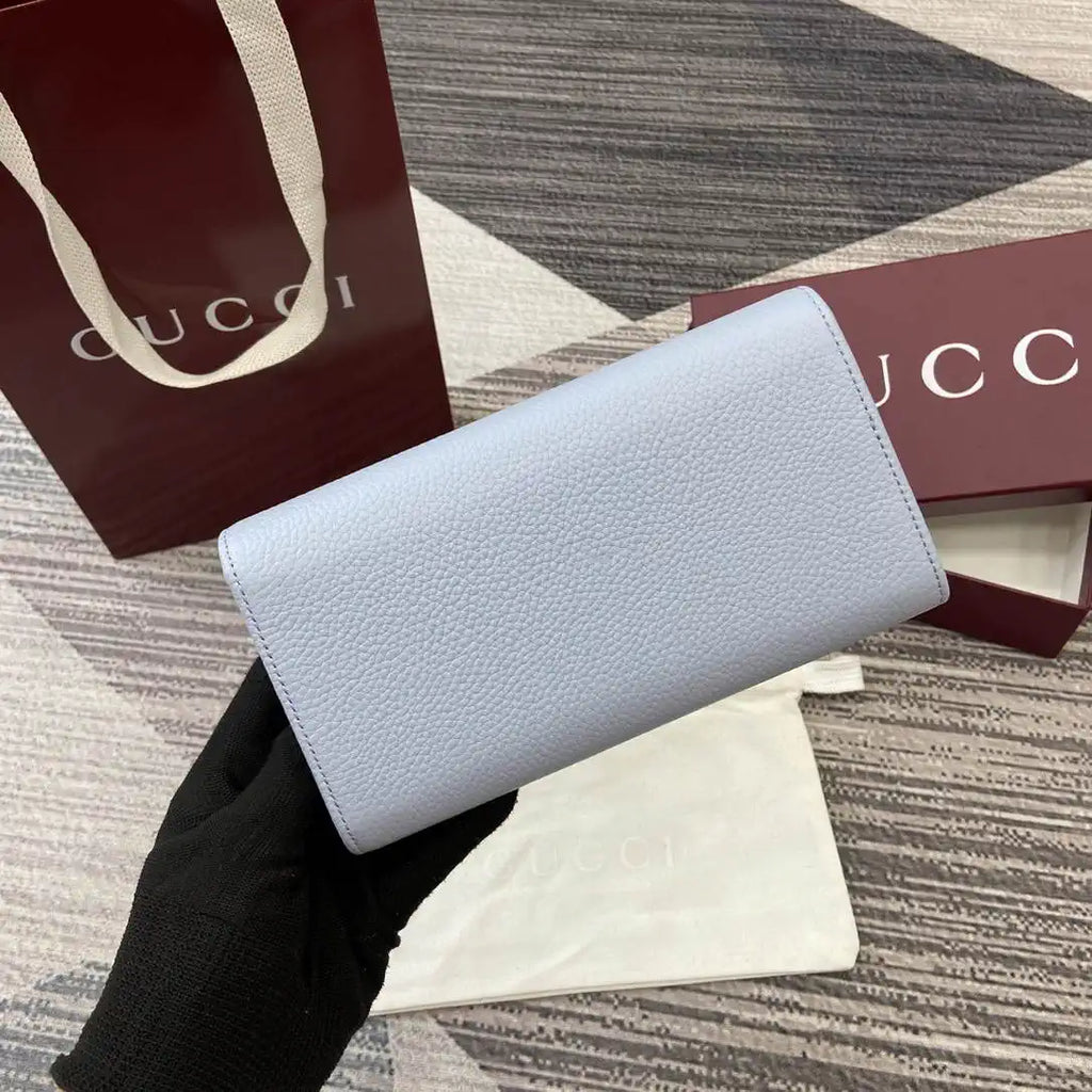 Gucci 456116 Bi-color GG Marmont continental wallet Blue and red leather