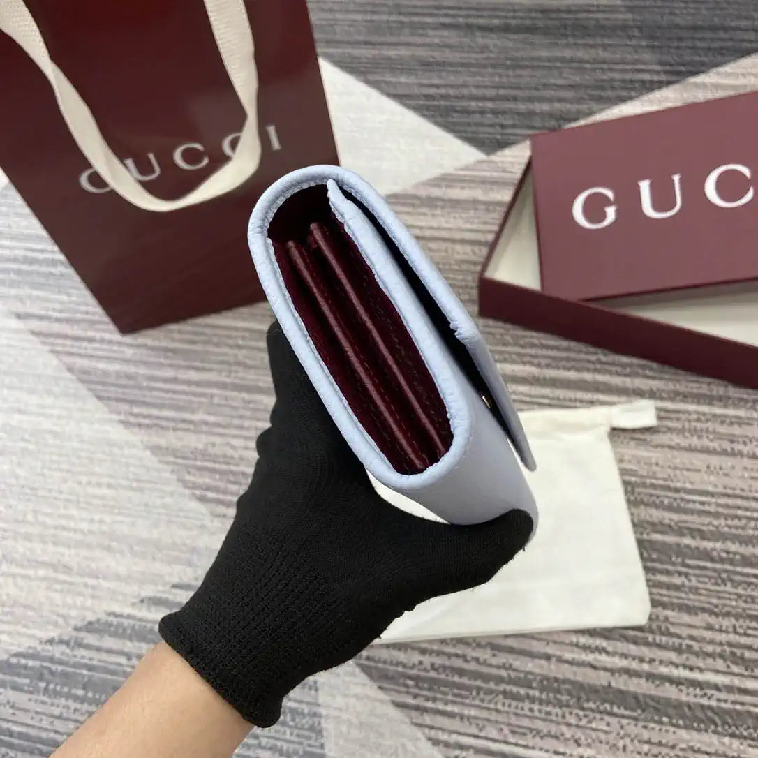Gucci 456116 Bi-color GG Marmont continental wallet Blue and red leather