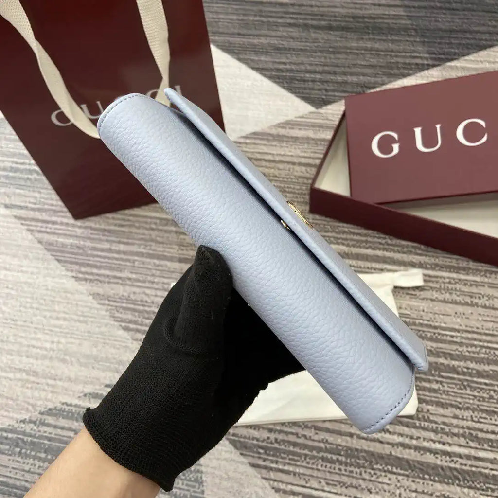 Gucci 456116 Bi-color GG Marmont continental wallet Blue and red leather