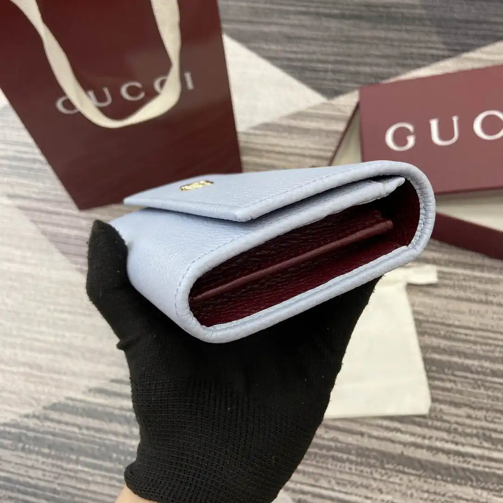 Gucci 456116 Bi-color GG Marmont continental wallet Blue and red leather