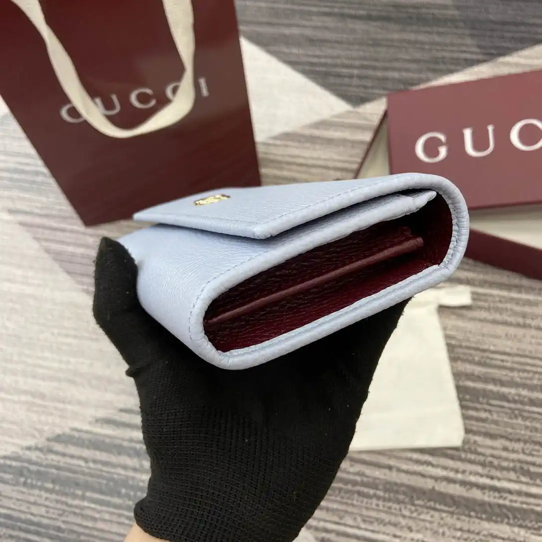 Gucci 456116 Bi-color GG Marmont continental wallet Blue and red leather