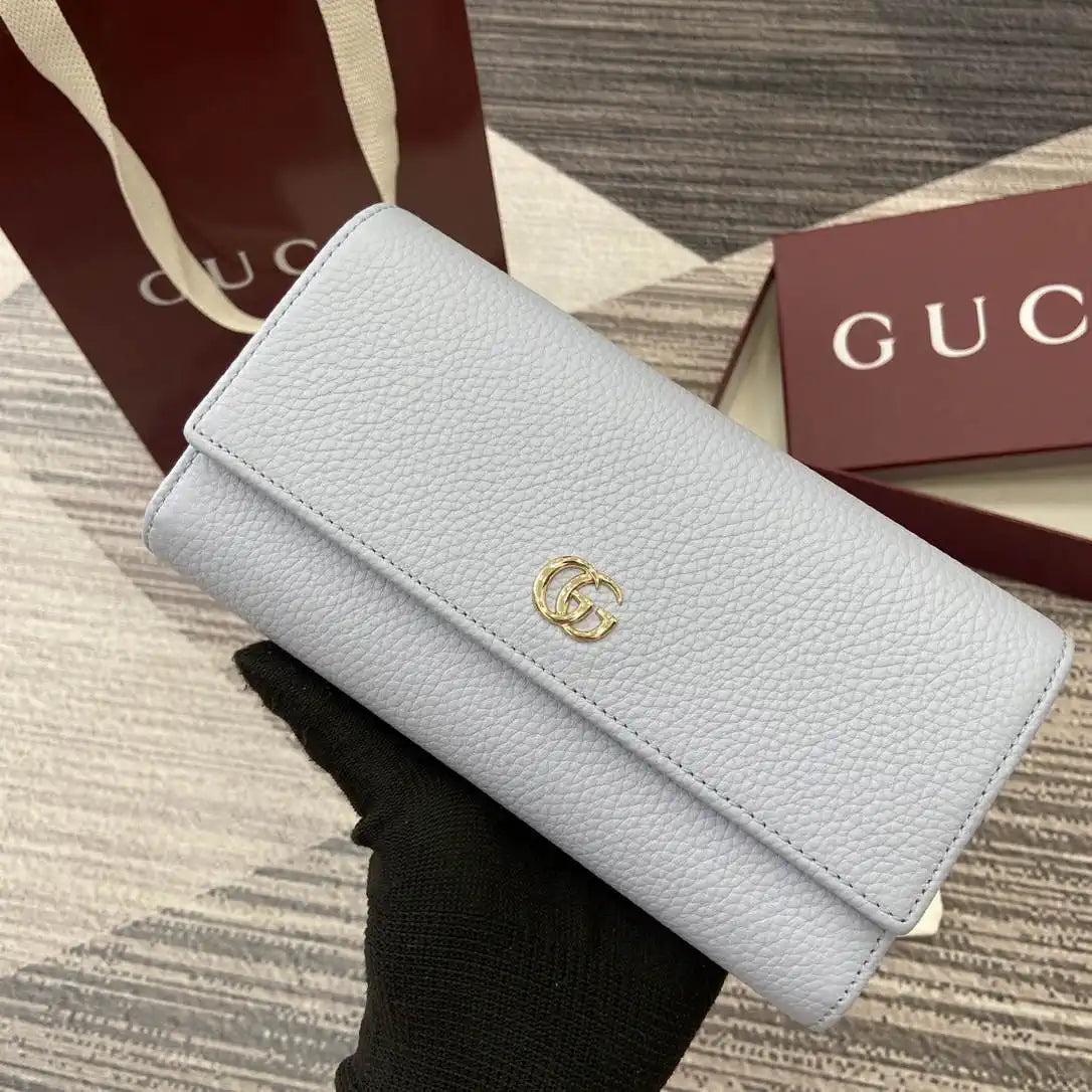 Gucci 456116 Bi-color GG Marmont continental wallet Blue and red leather