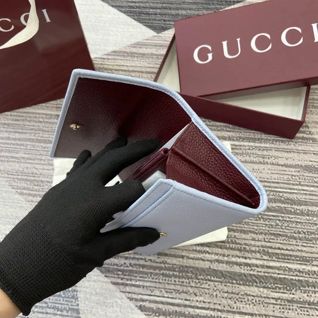 Gucci 456116 Bi-color GG Marmont continental wallet Blue and red leather