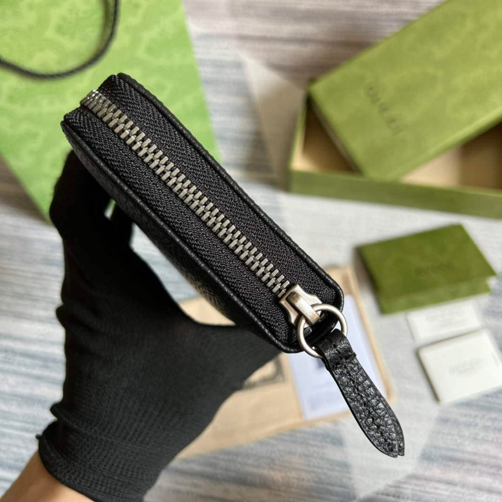 Gucci 456117 GG Marmont Leather Zip Around Wallet Black