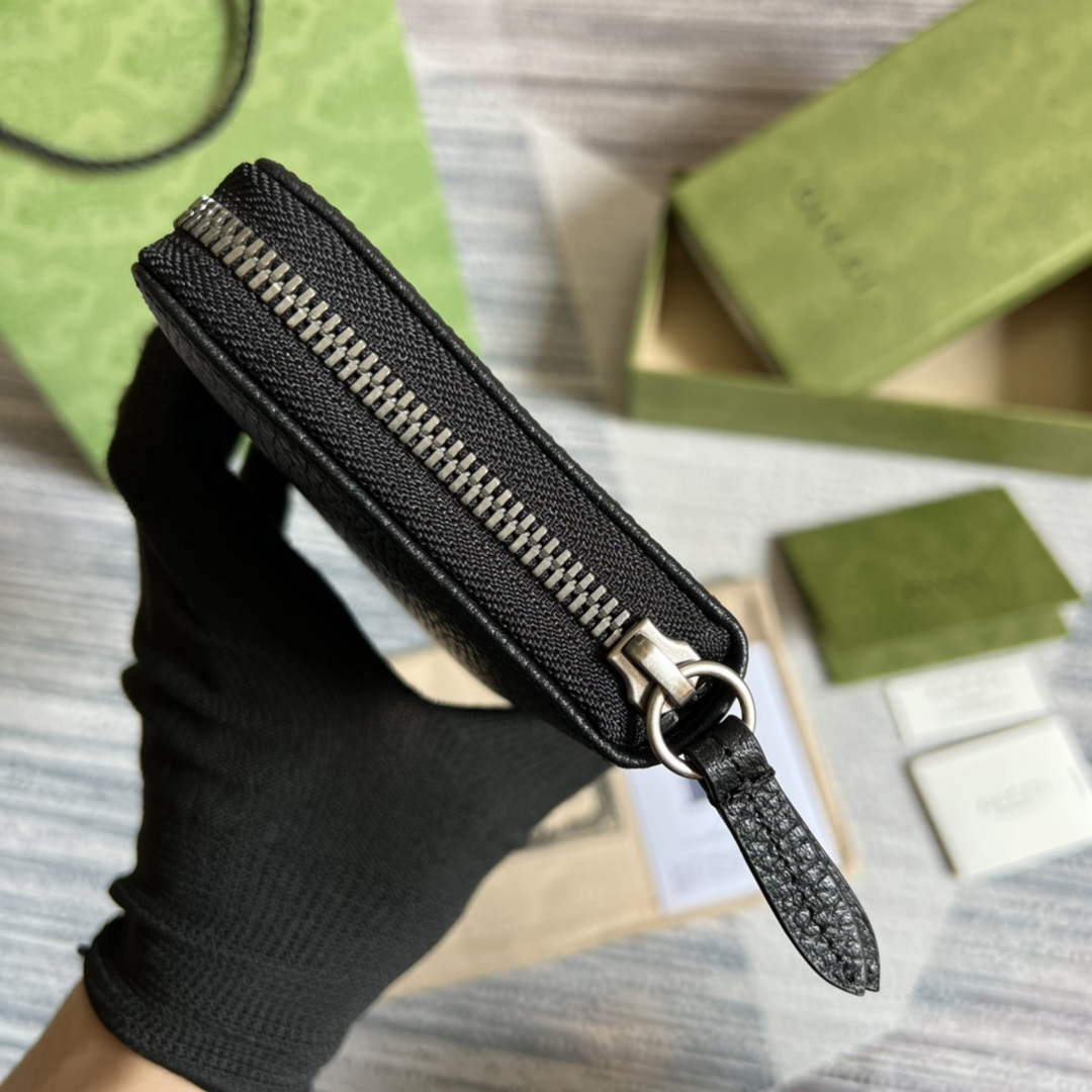 Gucci 456117 GG Marmont Leather Zip Around Wallet Black - Default Title - View 3