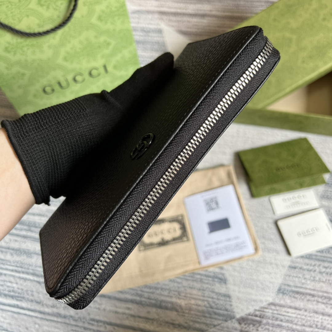 Gucci 456117 GG Marmont Leather Zip Around Wallet Black - Default Title - View 6