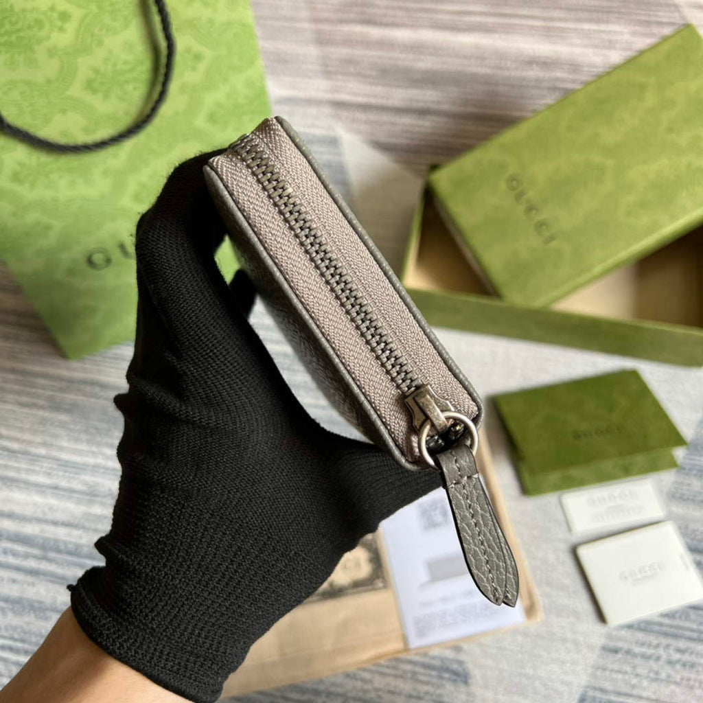Gucci 456117 GG Marmont Leather Zip Around Wallet Dark grey