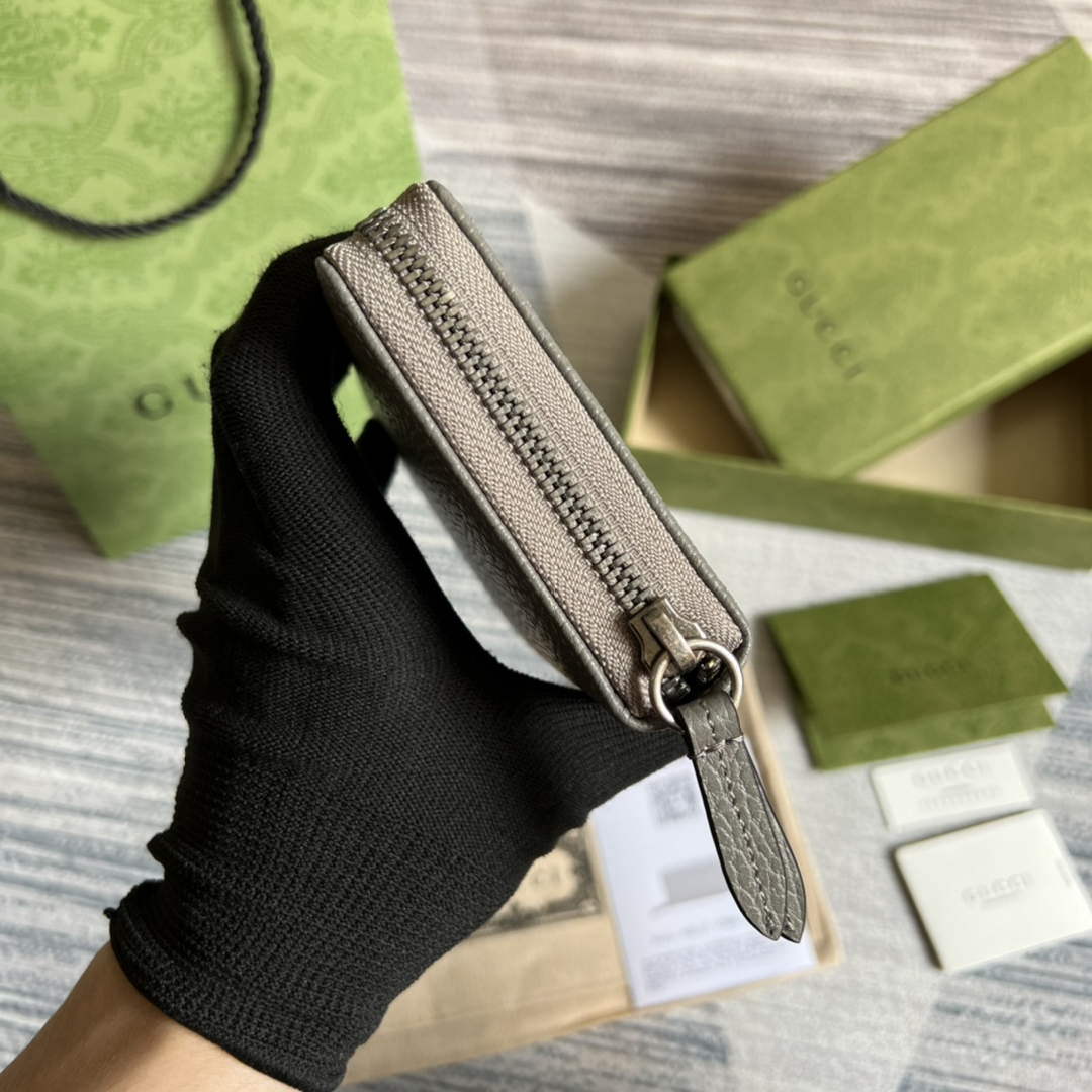 Gucci 456117 GG Marmont Leather Zip Around Wallet Dark grey
