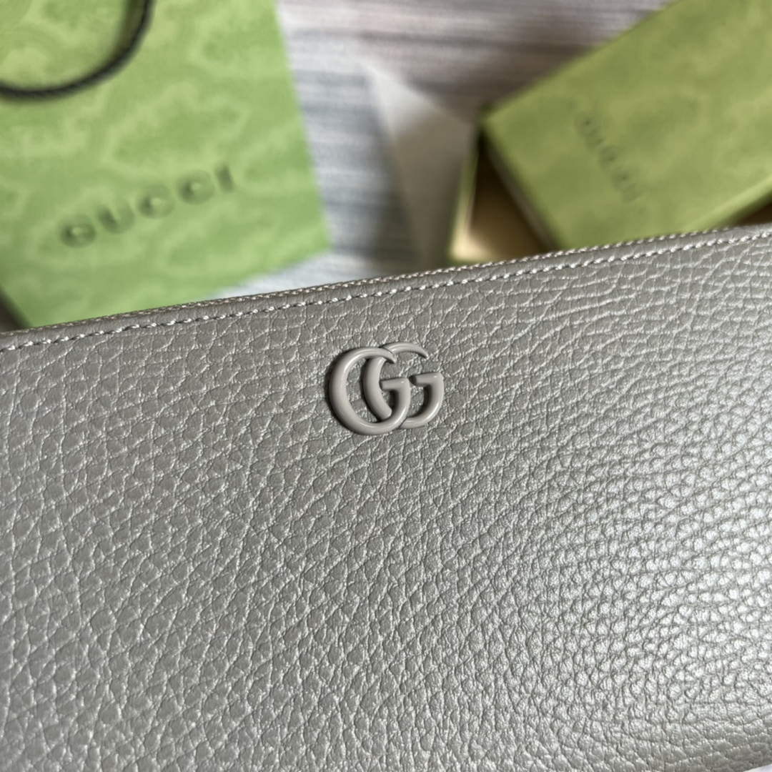 Gucci 456117 GG Marmont Leather Zip Around Wallet Dark grey