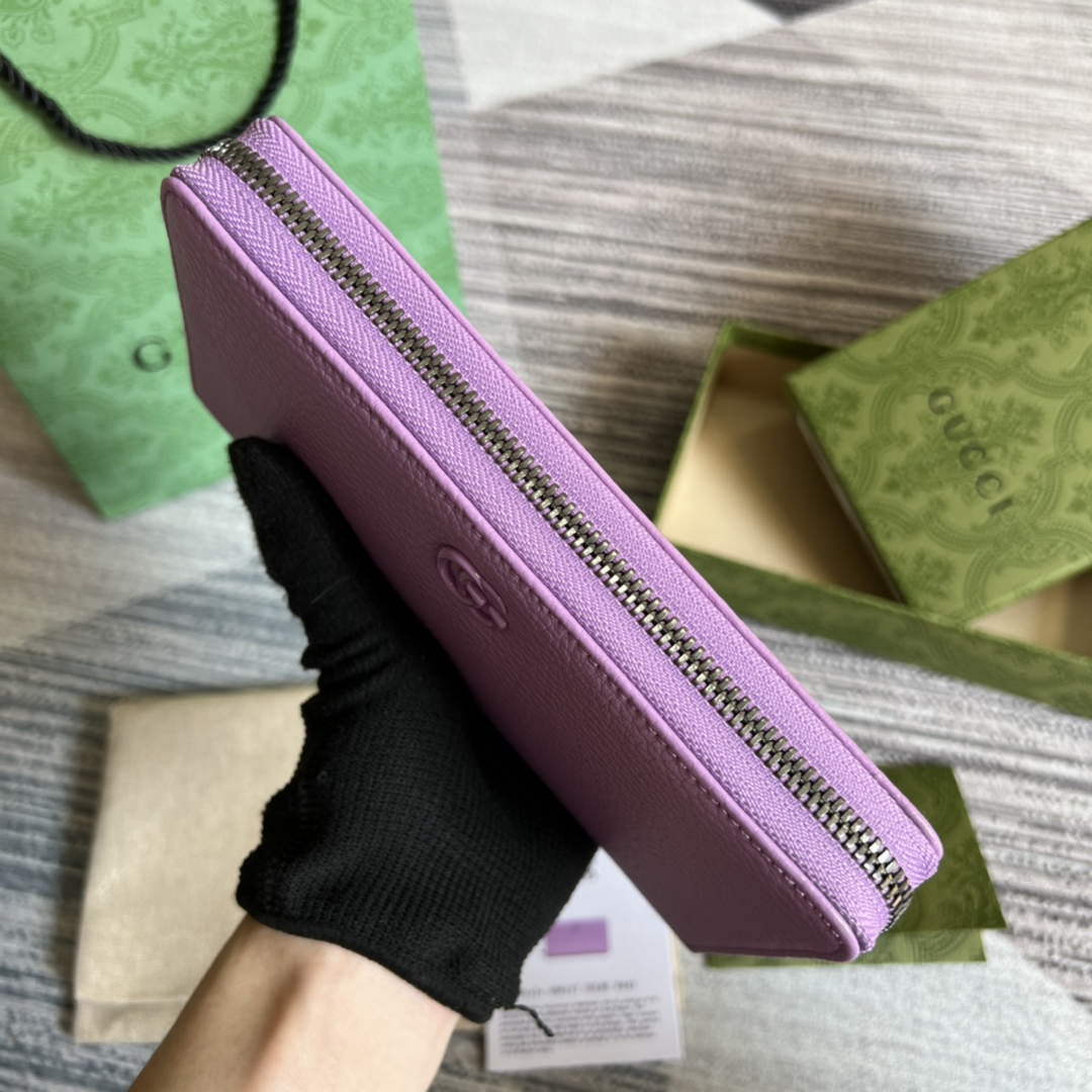 Gucci 456117 GG Marmont Leather Zip Around Wallet Light purle - Default Title - View 6