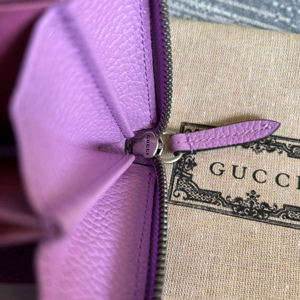 Gucci 456117 GG Marmont Leather Zip Around Wallet Light purle