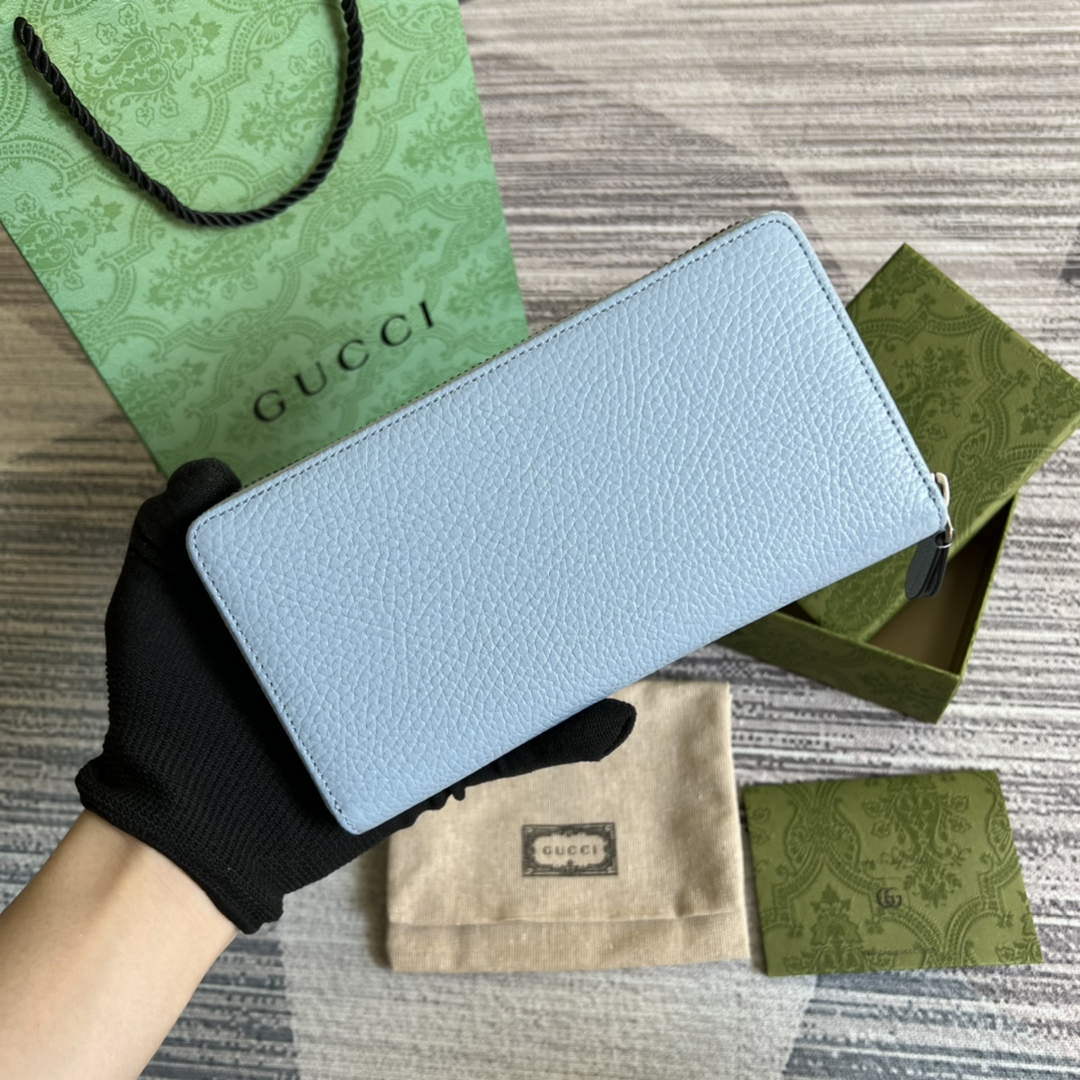 Gucci 456117 GG Marmont Leather Zip Around Wallet Pale blue - Default Title - View 2