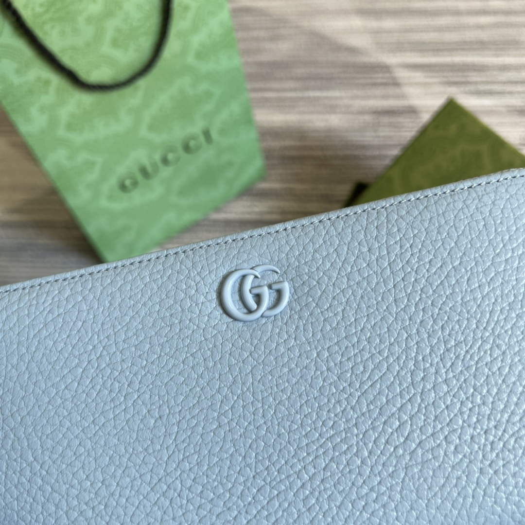 Gucci 456117 GG Marmont Leather Zip Around Wallet Pale blue - Default Title - View 7