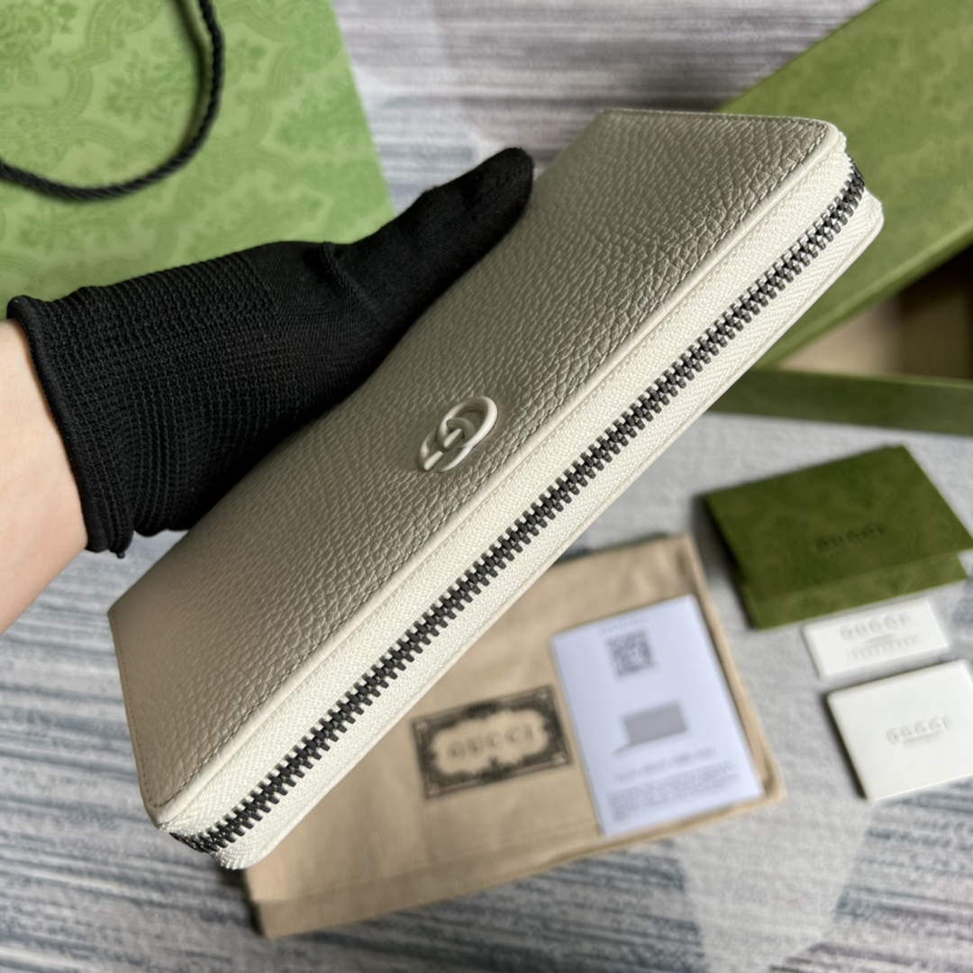 Gucci 456117 GG Marmont Leather Zip Around Wallet White - Default Title - View 5