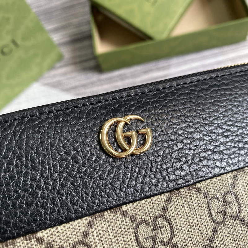 Gucci 456117 GG Marmont Zip Around Wallet Black