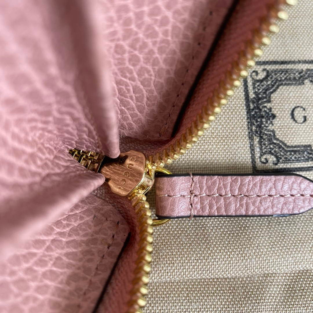 Gucci 456117 GG Marmont Zip Around Wallet Pink