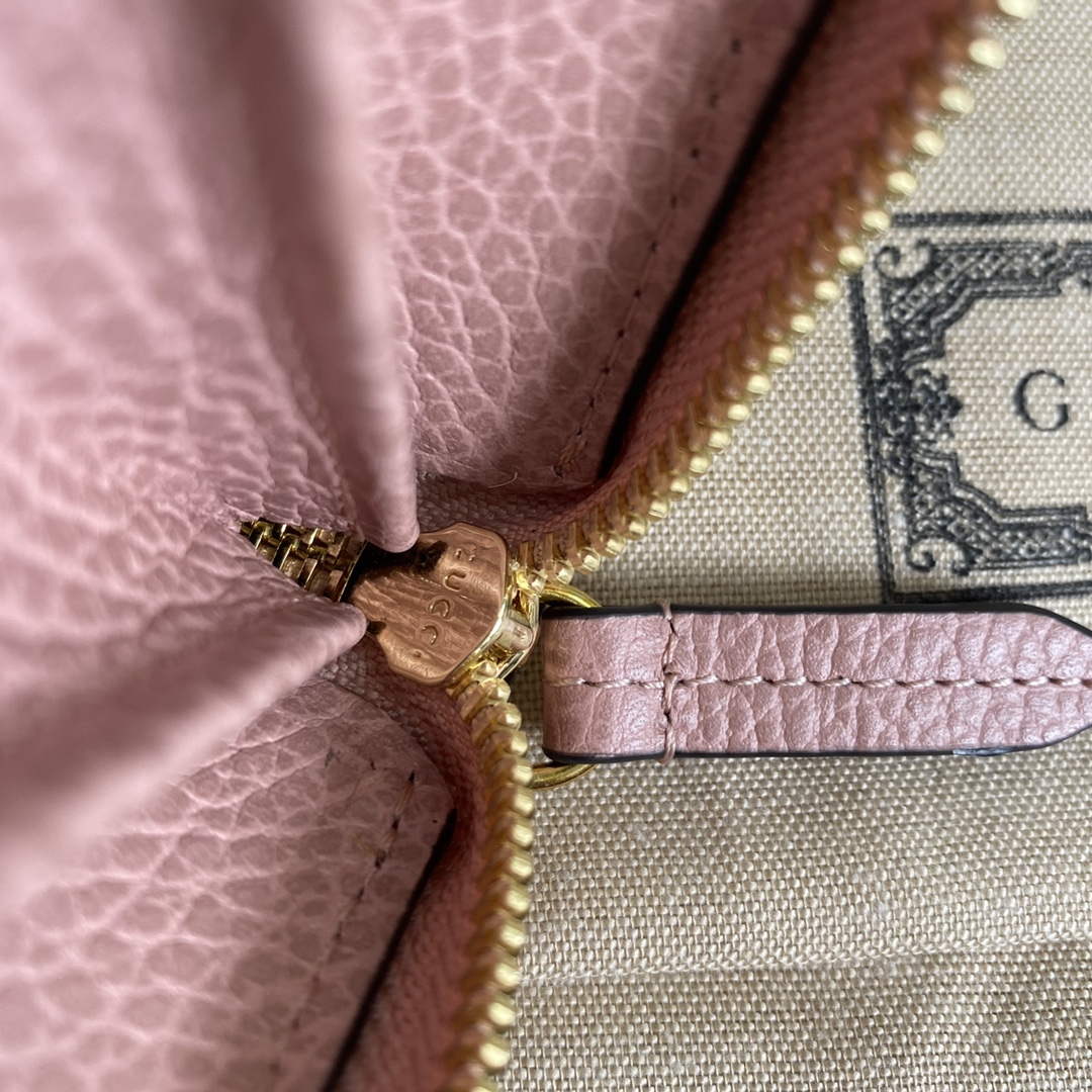 Gucci 456117 GG Marmont Zip Around Wallet Pink