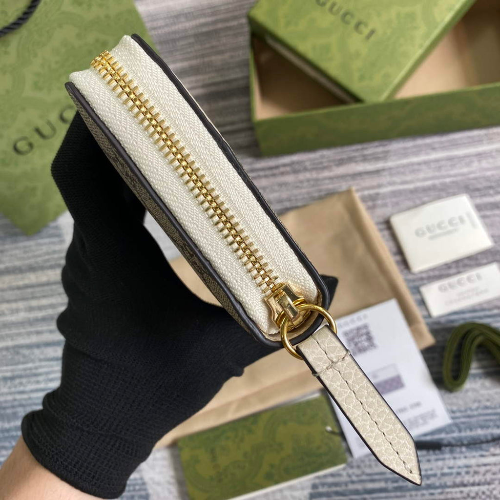 Gucci 456117 GG Marmont Zip Around Wallet White