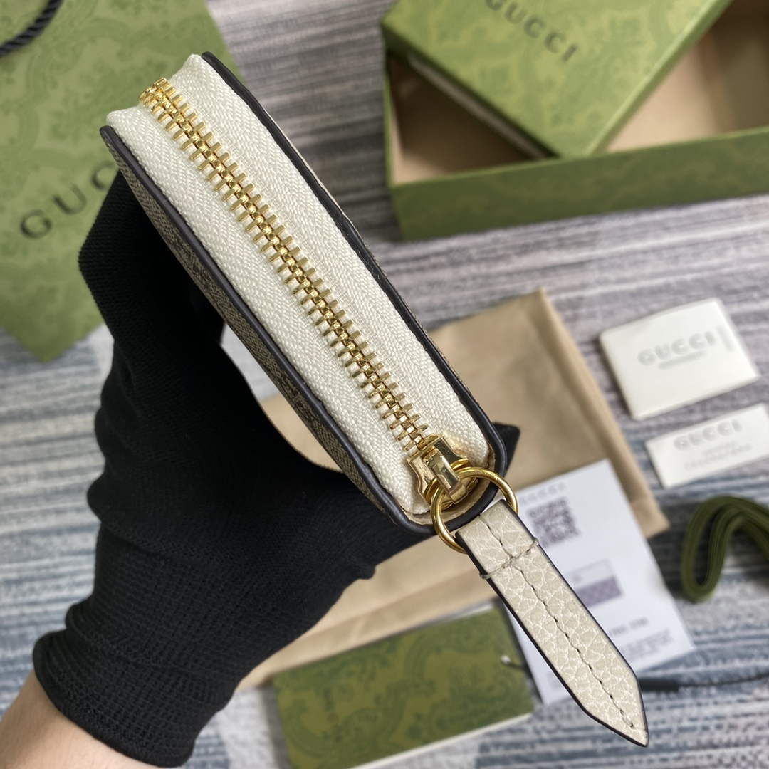 Gucci 456117 GG Marmont Zip Around Wallet White