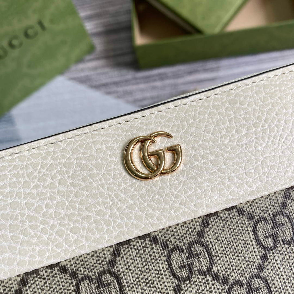 Gucci 456117 GG Marmont Zip Around Wallet White