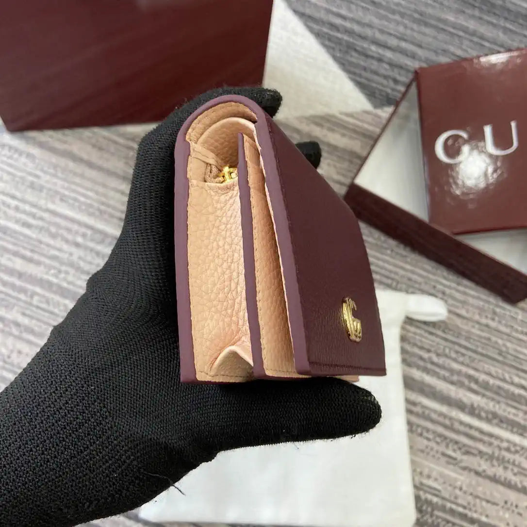 Gucci 456126  Bi-color GG Marmont small wallet Wind Red