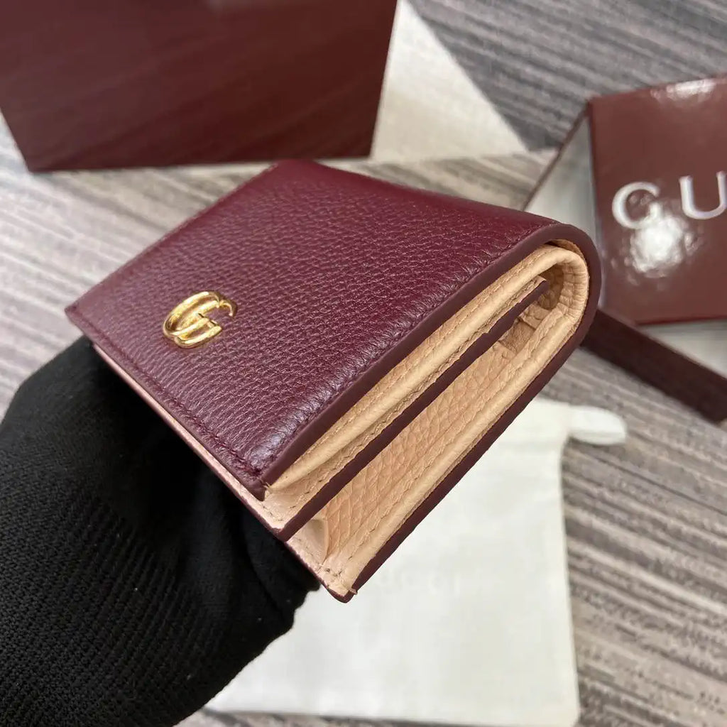 Gucci 456126  Bi-color GG Marmont small wallet Wind Red