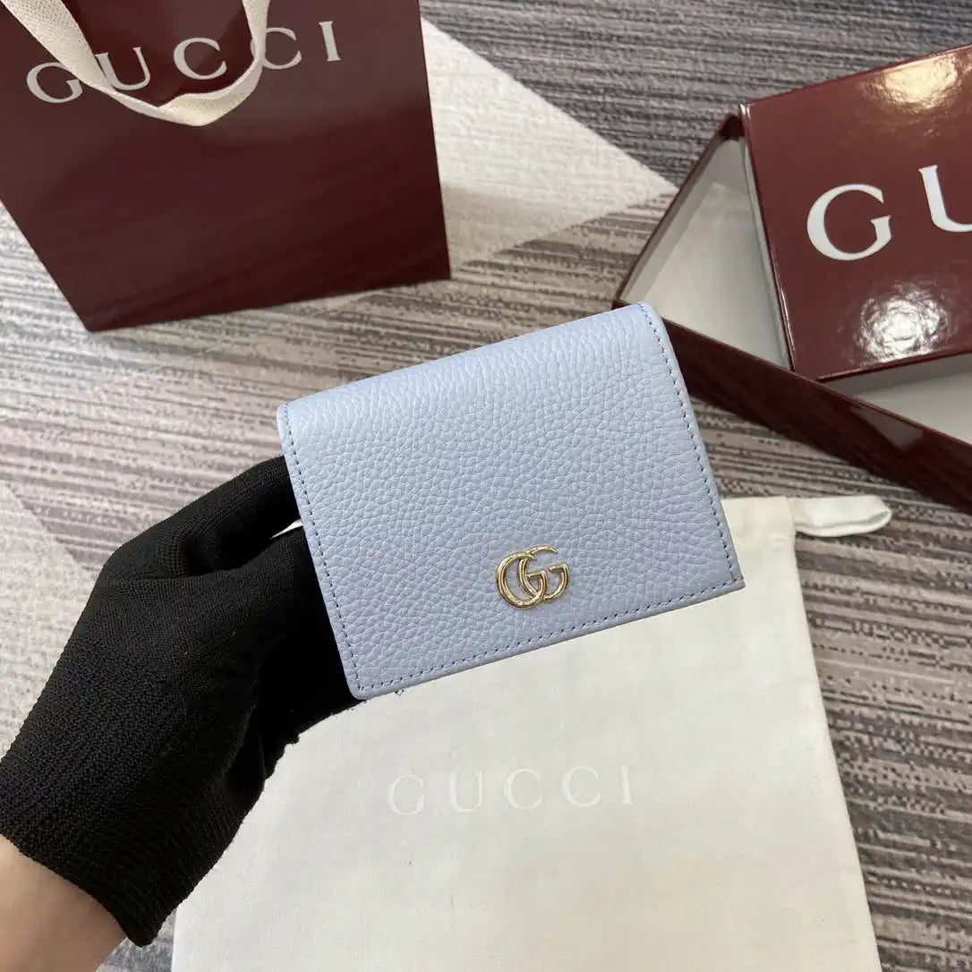 Gucci 456126  Bi-color GG Marmont small wallet Blue