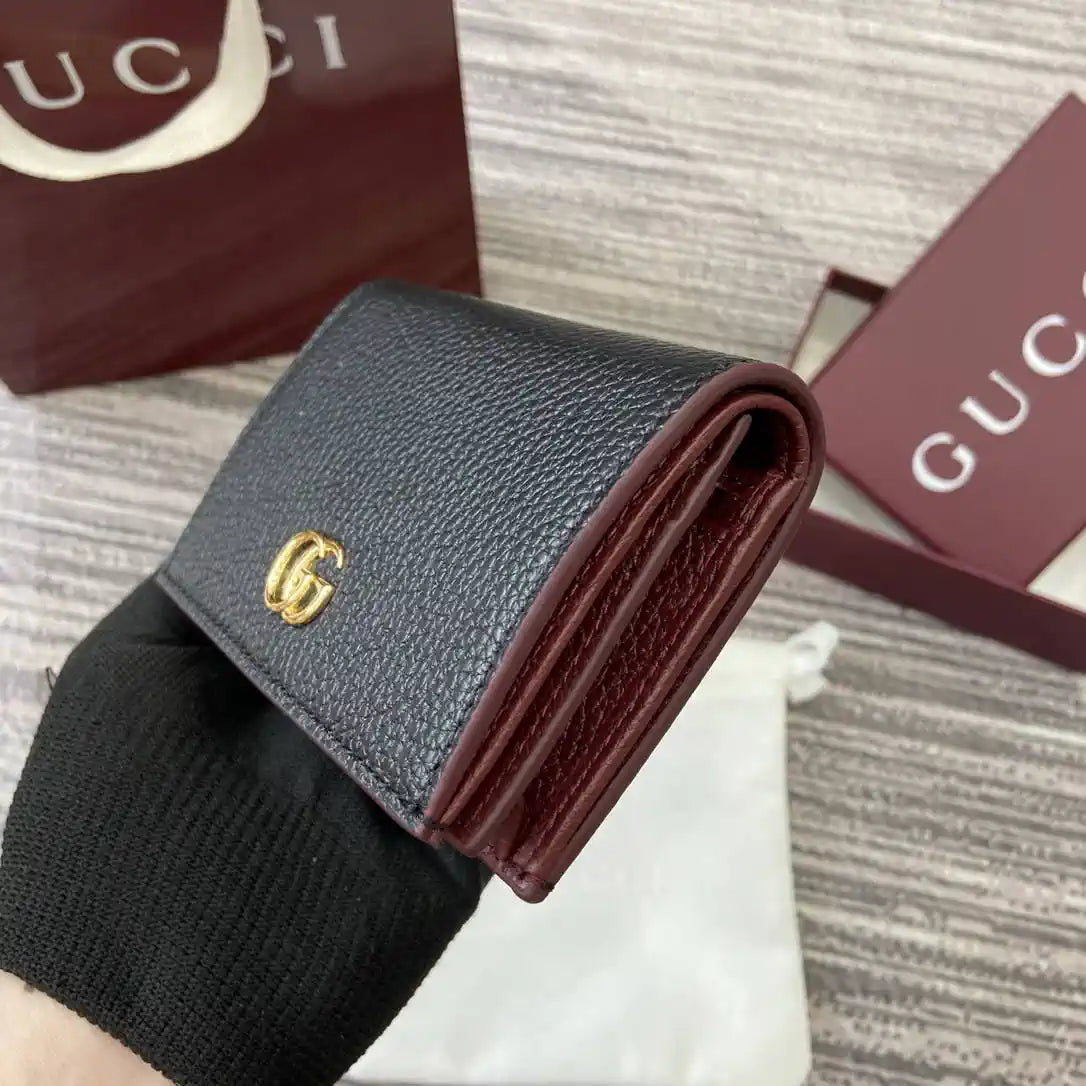 Gucci 456126  Bi-color GG Marmont small wallet Black