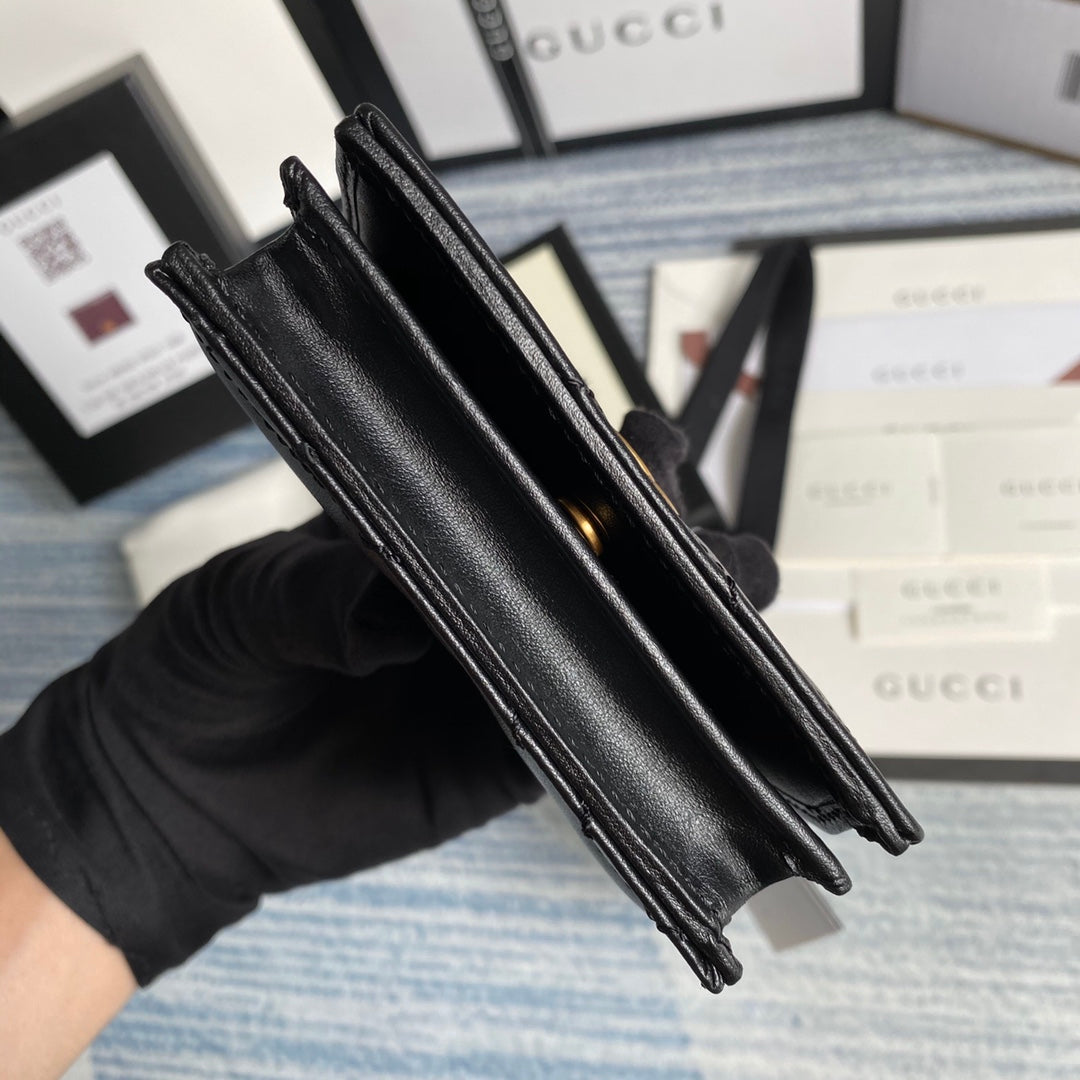 Gucci 466492 GG Marmont card case wallet in Black