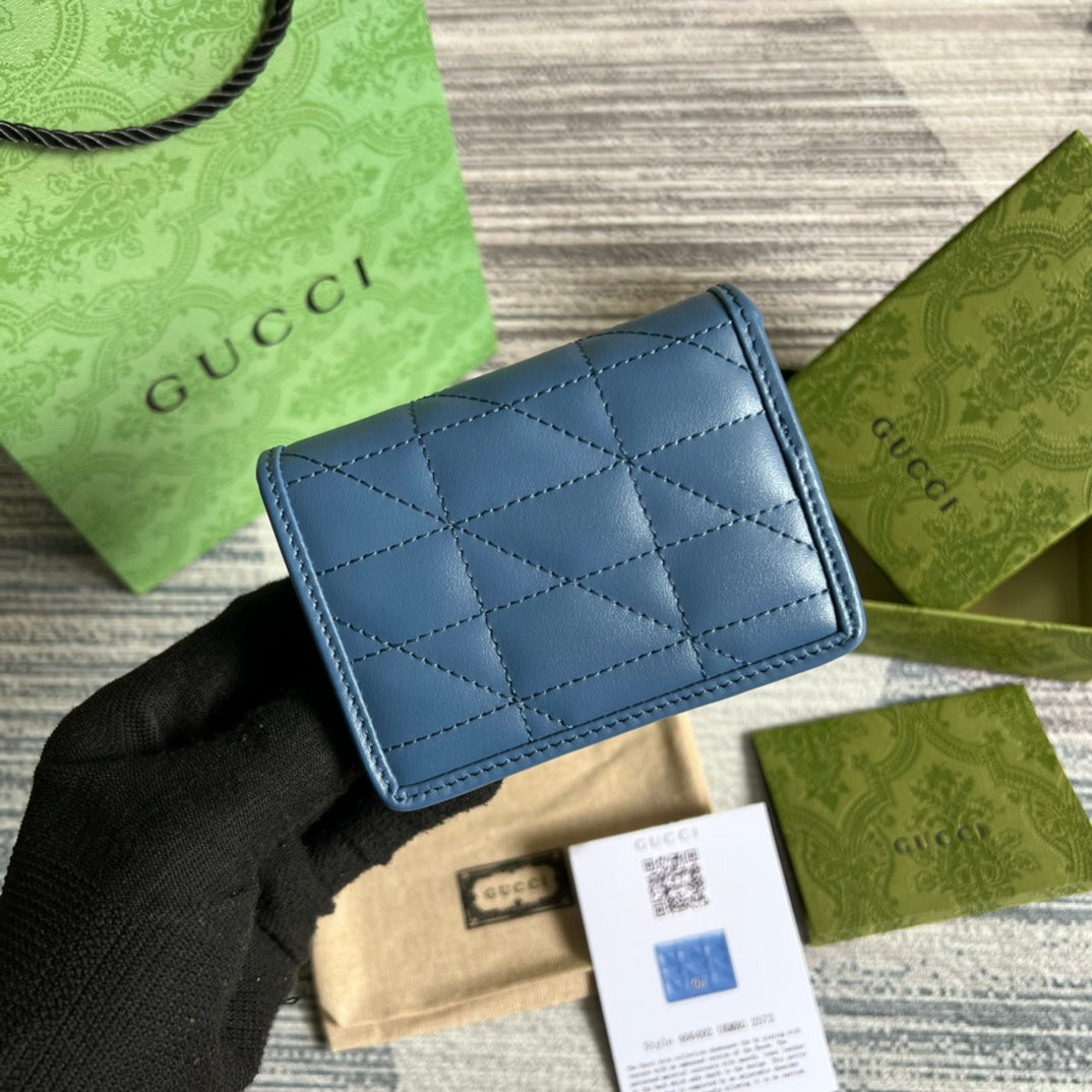 Gucci 466492 GG Marmont card case wallet in Blue - Default Title - View 2