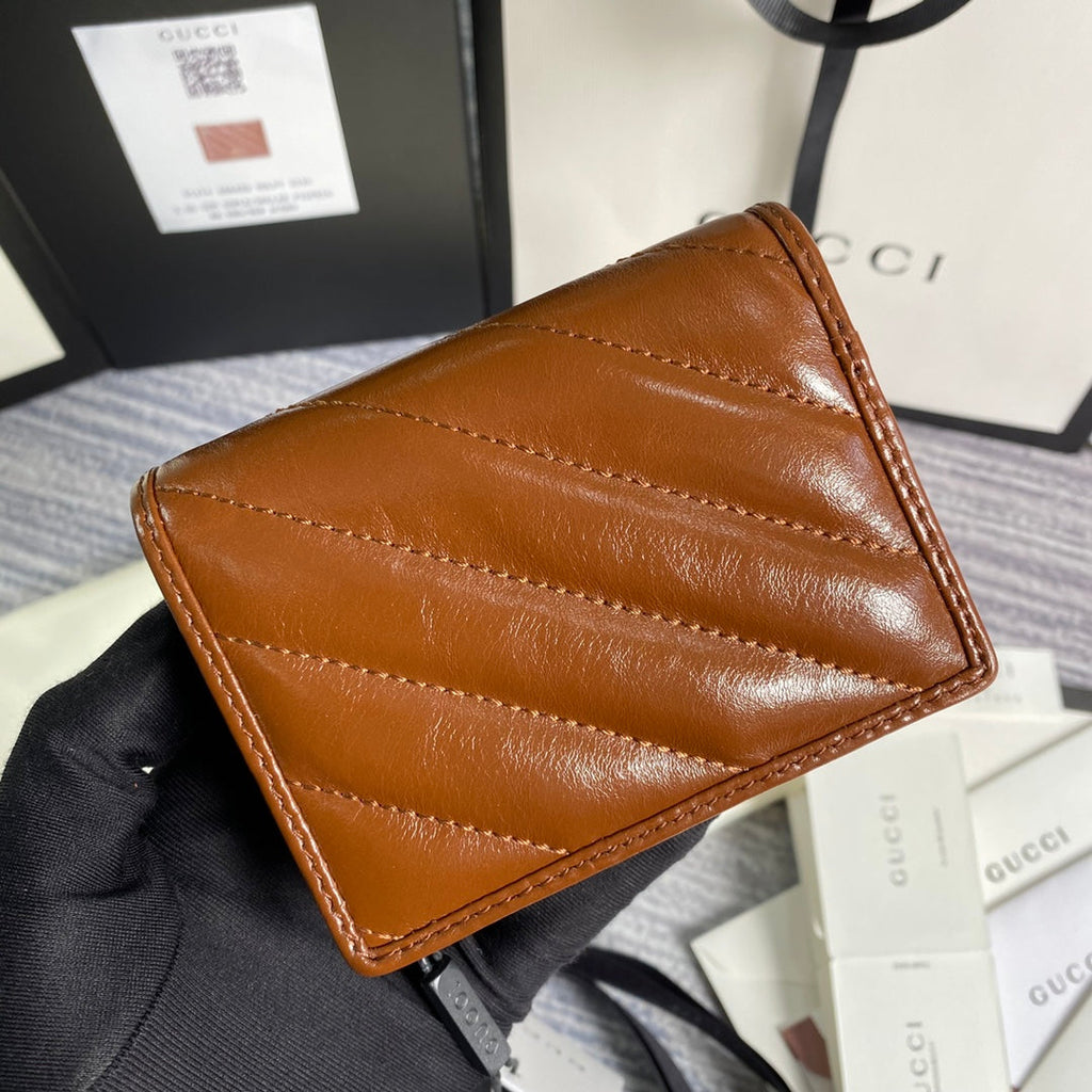 Gucci 466492 GG Marmont card case wallet in Brown