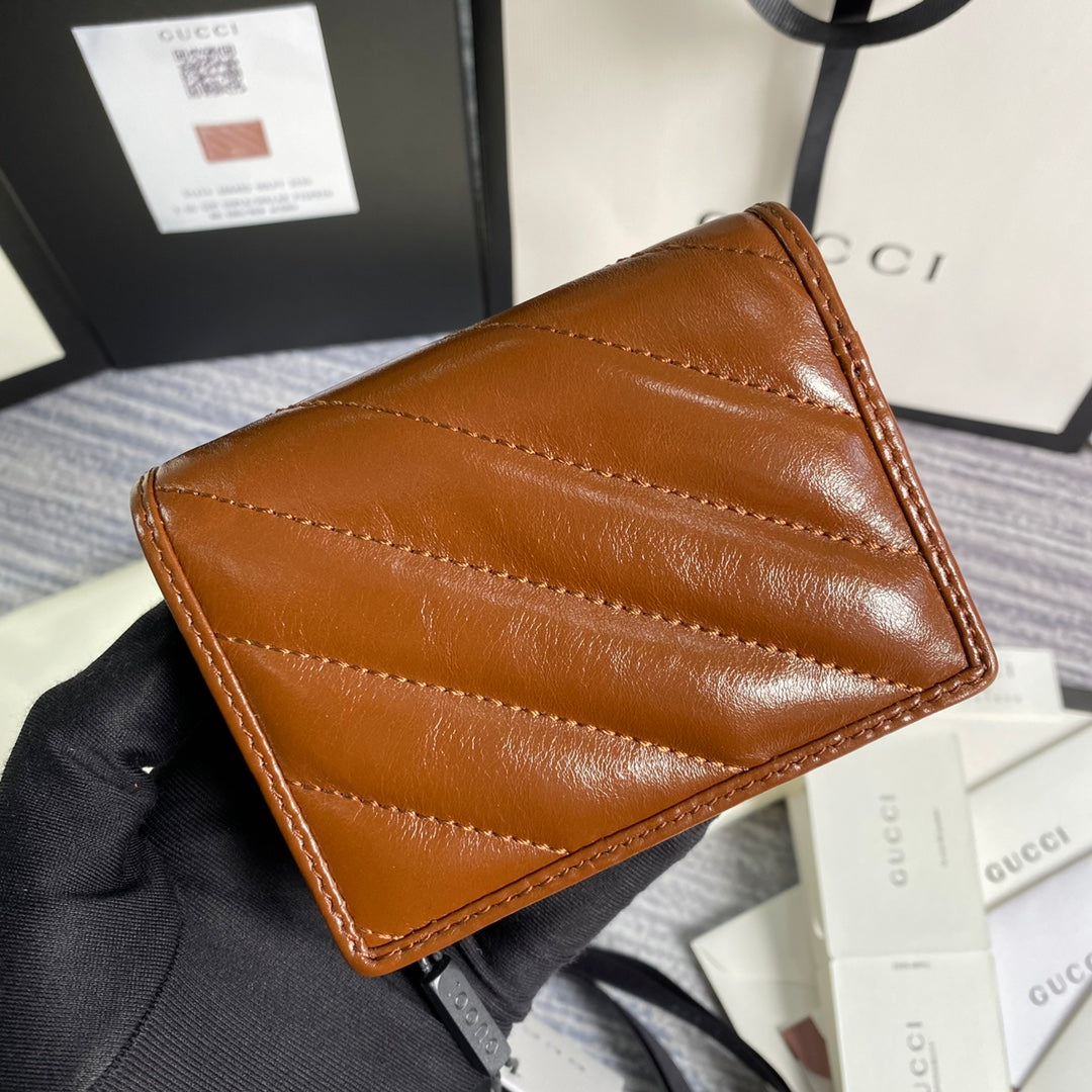 Gucci 466492 GG Marmont card case wallet in Brown