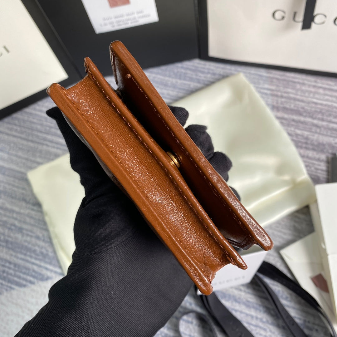 Gucci 466492 GG Marmont card case wallet in Brown - Default Title - View 4