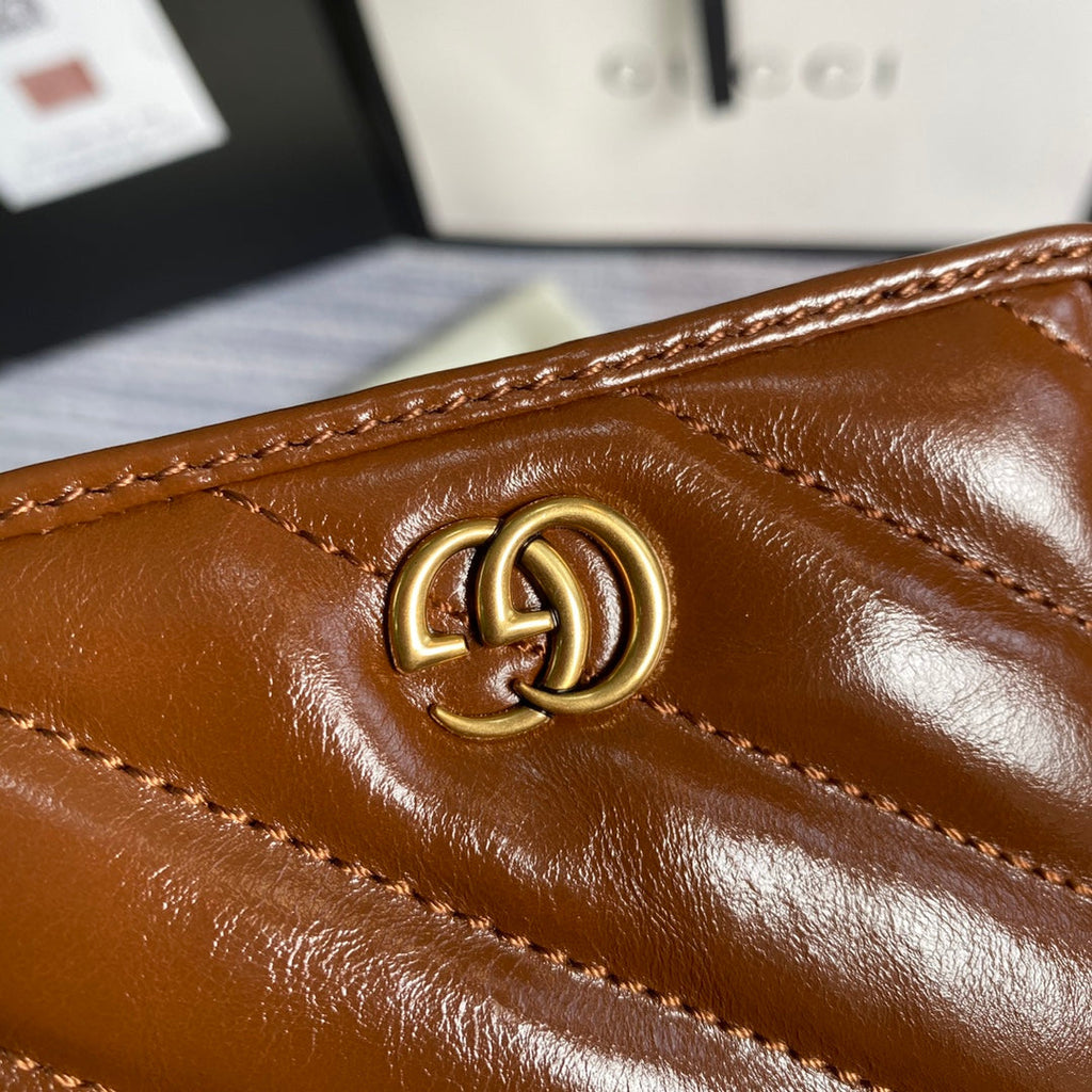 Gucci 466492 GG Marmont card case wallet in Brown