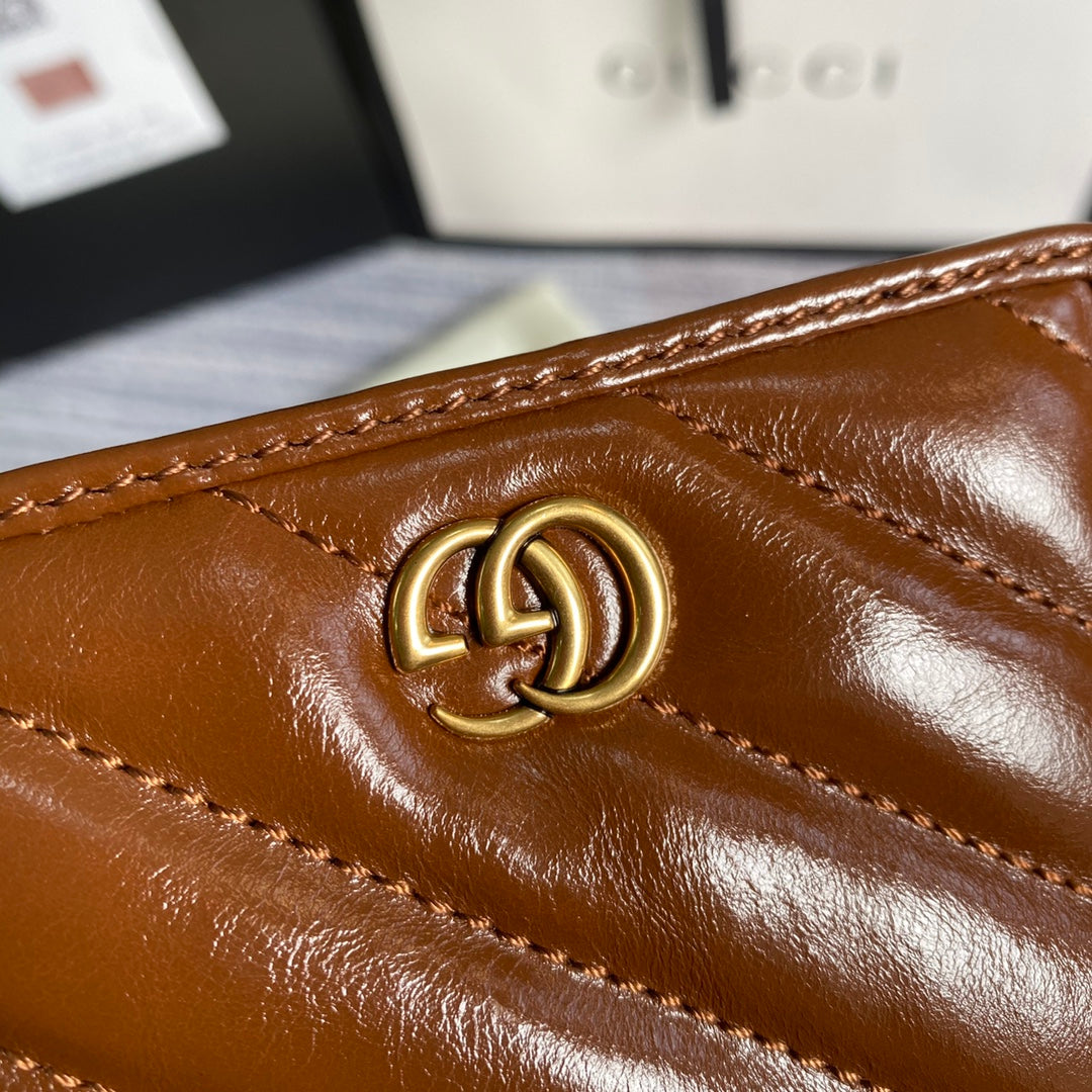 Gucci 466492 GG Marmont card case wallet in Brown