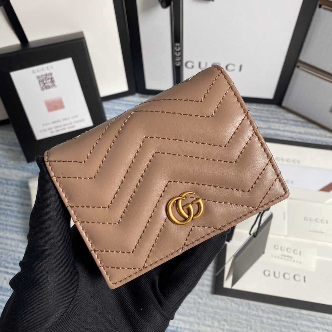 Gucci 466492 GG Marmont card case wallet in Light Pink - Default Title - View 1