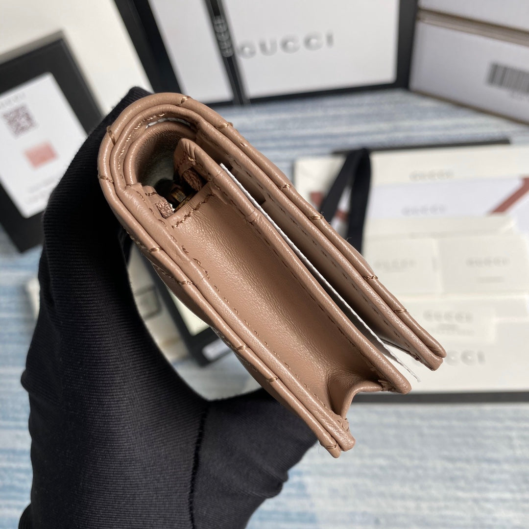 Gucci 466492 GG Marmont card case wallet in Light Pink - Default Title - View 3
