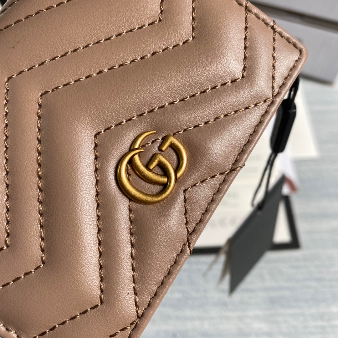 Gucci 466492 GG Marmont card case wallet in Light Pink