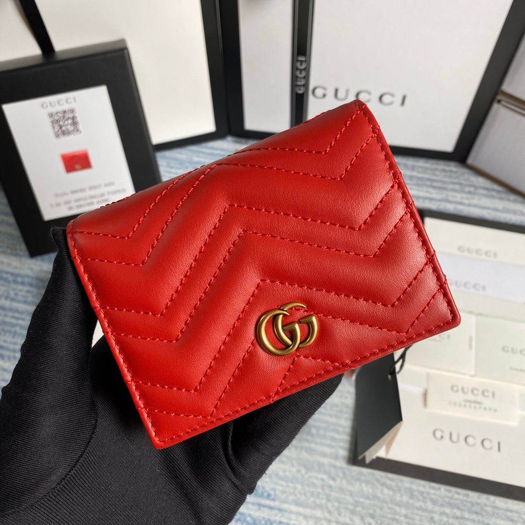 Gucci 466492 GG Marmont card case wallet in Red - Default Title - View 1