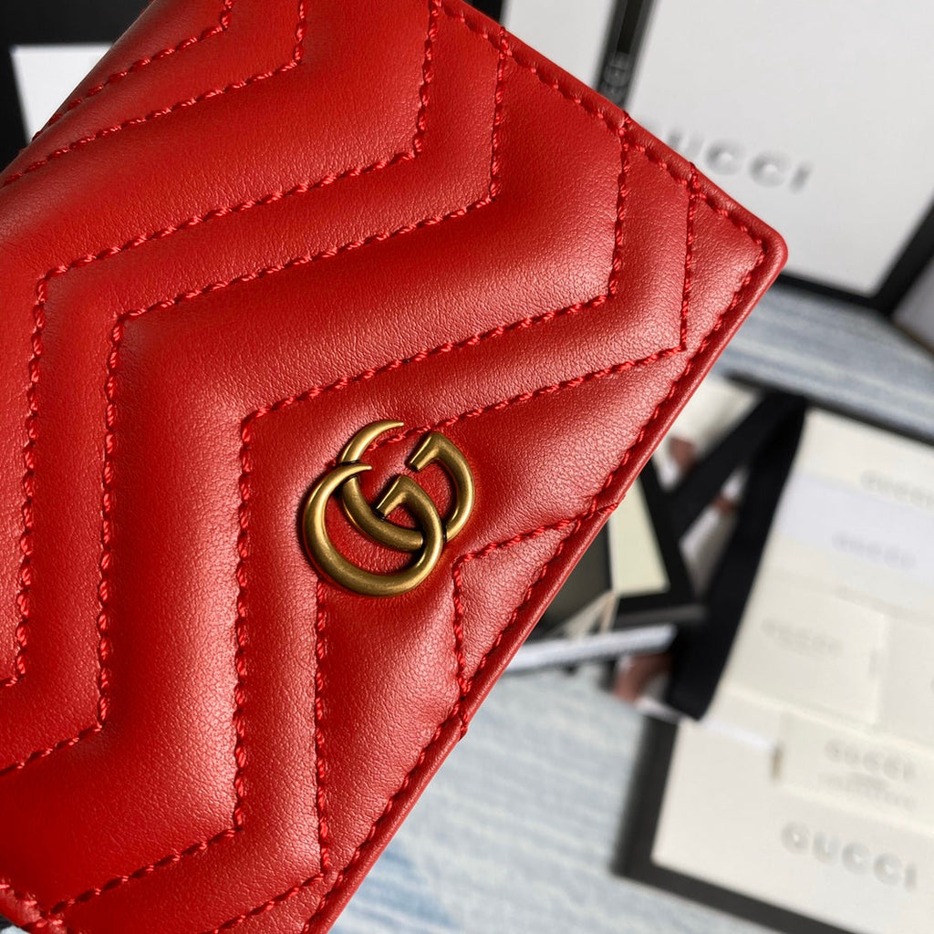 Gucci 466492 GG Marmont card case wallet in Red