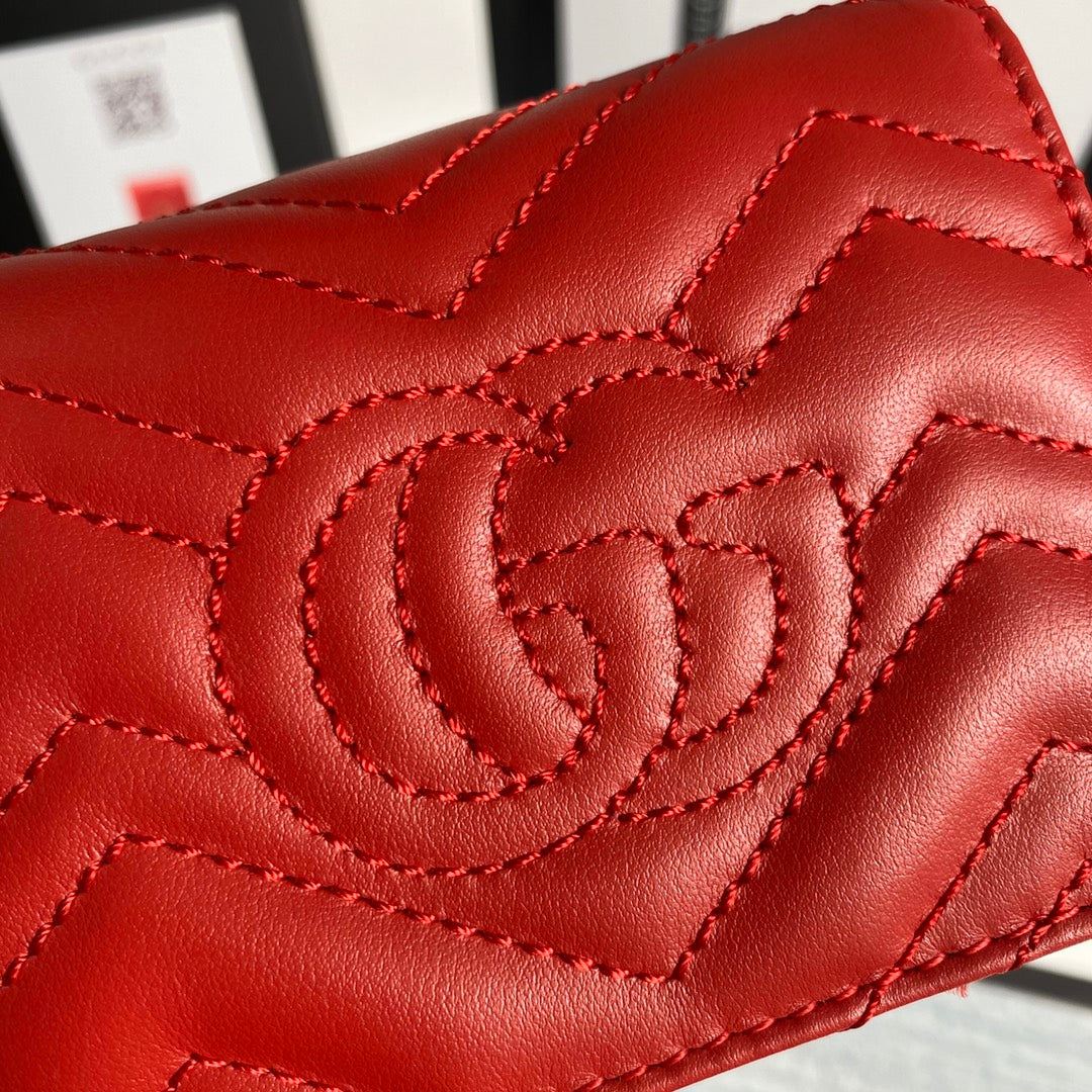 Gucci 466492 GG Marmont card case wallet in Red - Default Title - View 6