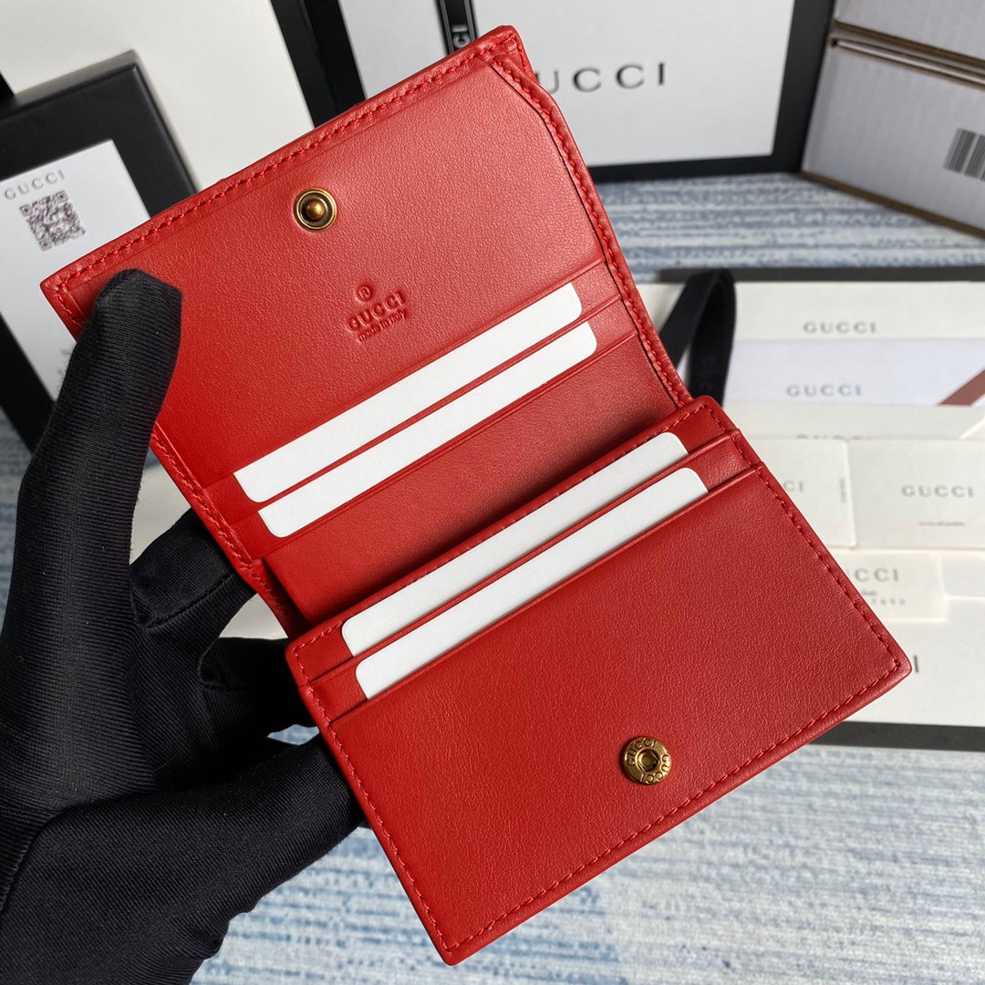 Gucci 466492 GG Marmont card case wallet in Red