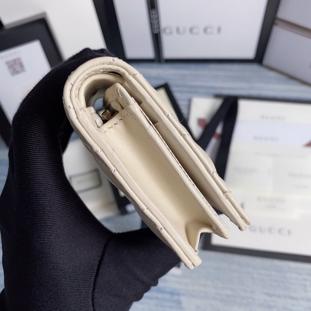 Gucci 466492 GG Marmont card case wallet in White