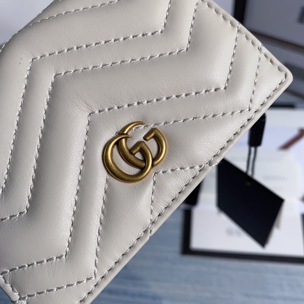 Gucci 466492 GG Marmont card case wallet in White