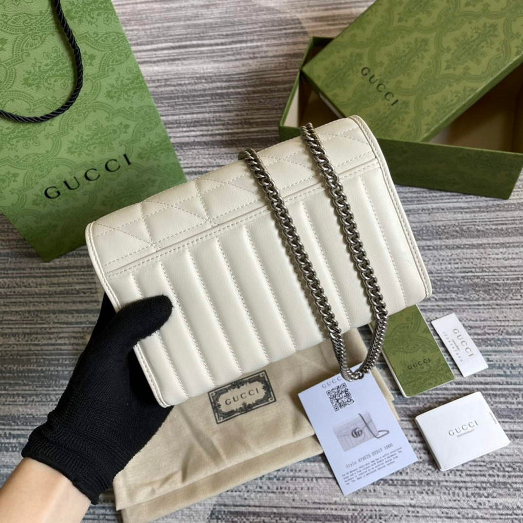Gucci 474575 GG Marmont mini bag White
