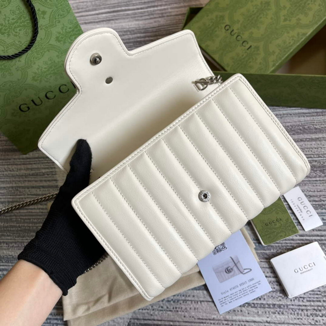 Gucci 474575 GG Marmont mini bag White