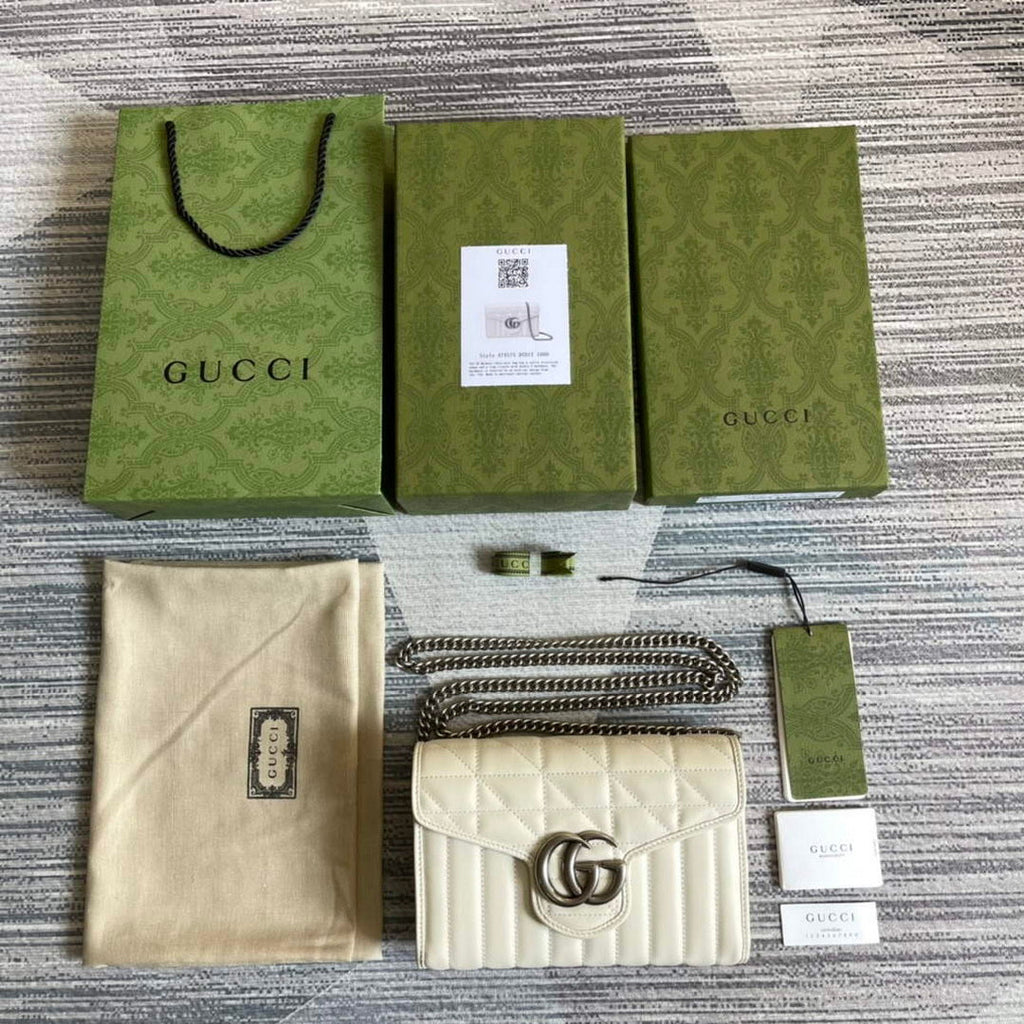 Gucci 474575 GG Marmont mini bag White
