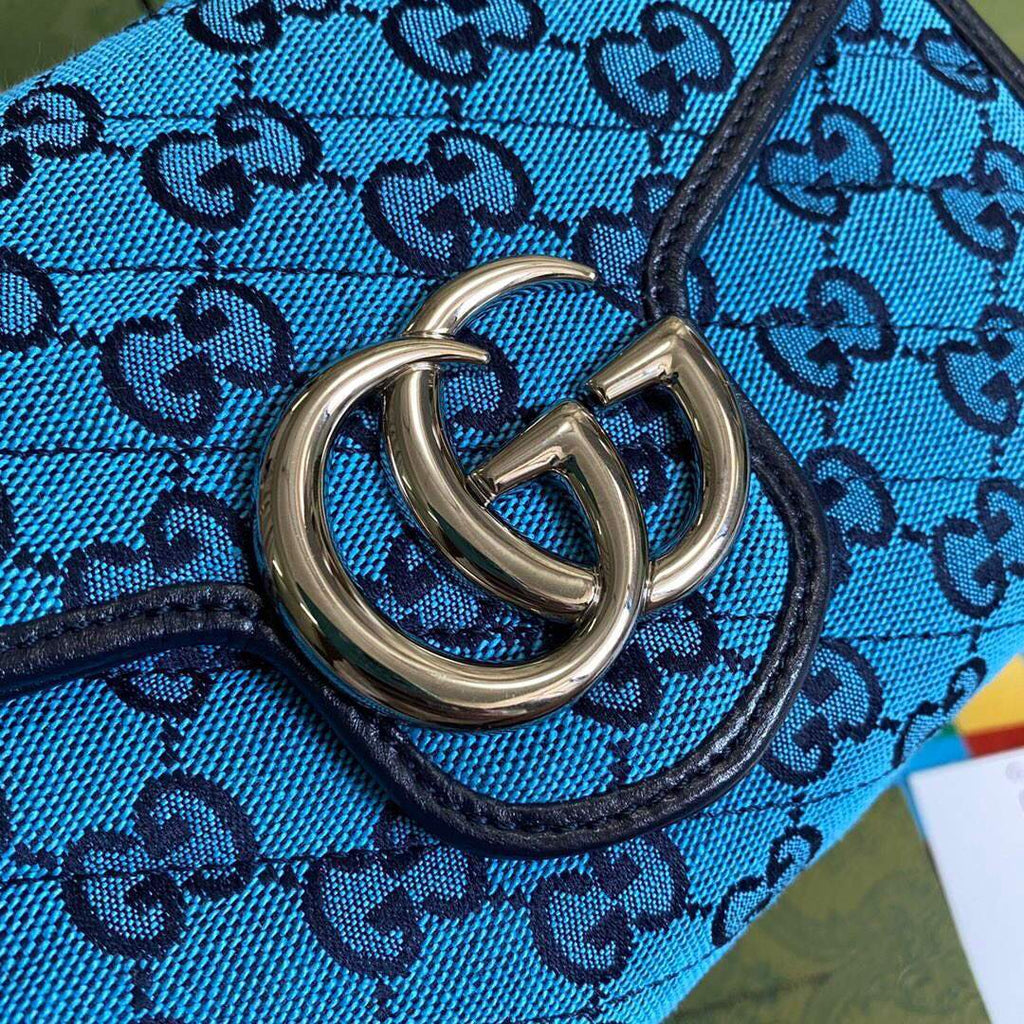Gucci 474575 GG Marmont Multicolor Mini Bag Blue