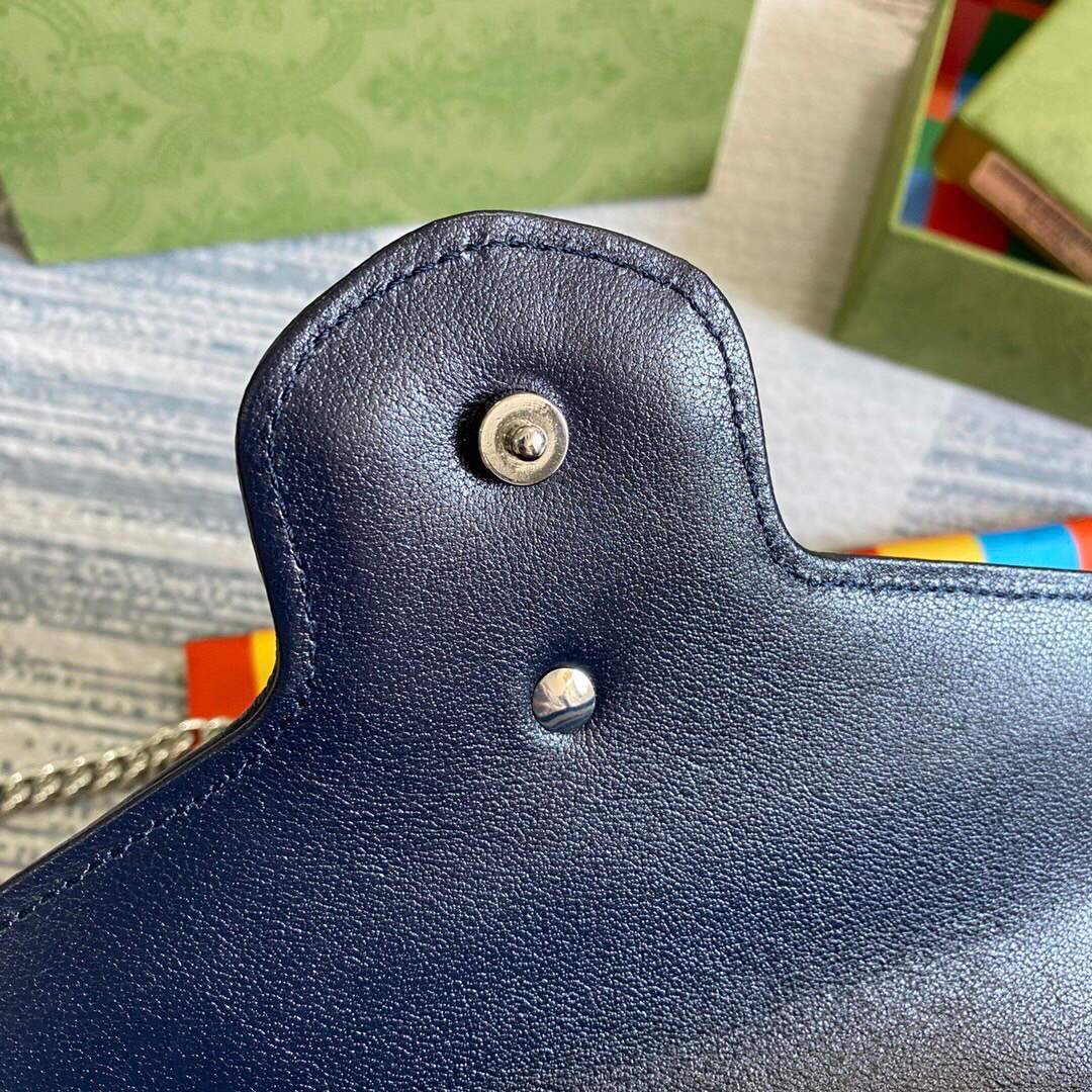 Gucci 474575 GG Marmont Multicolor Mini Bag Blue